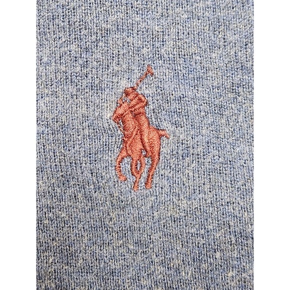 Polo Ralph Lauren Sweater Men's L V-Neck Pima Cotton Blue Knit Pullover Red Pony - Picture 5 of 7